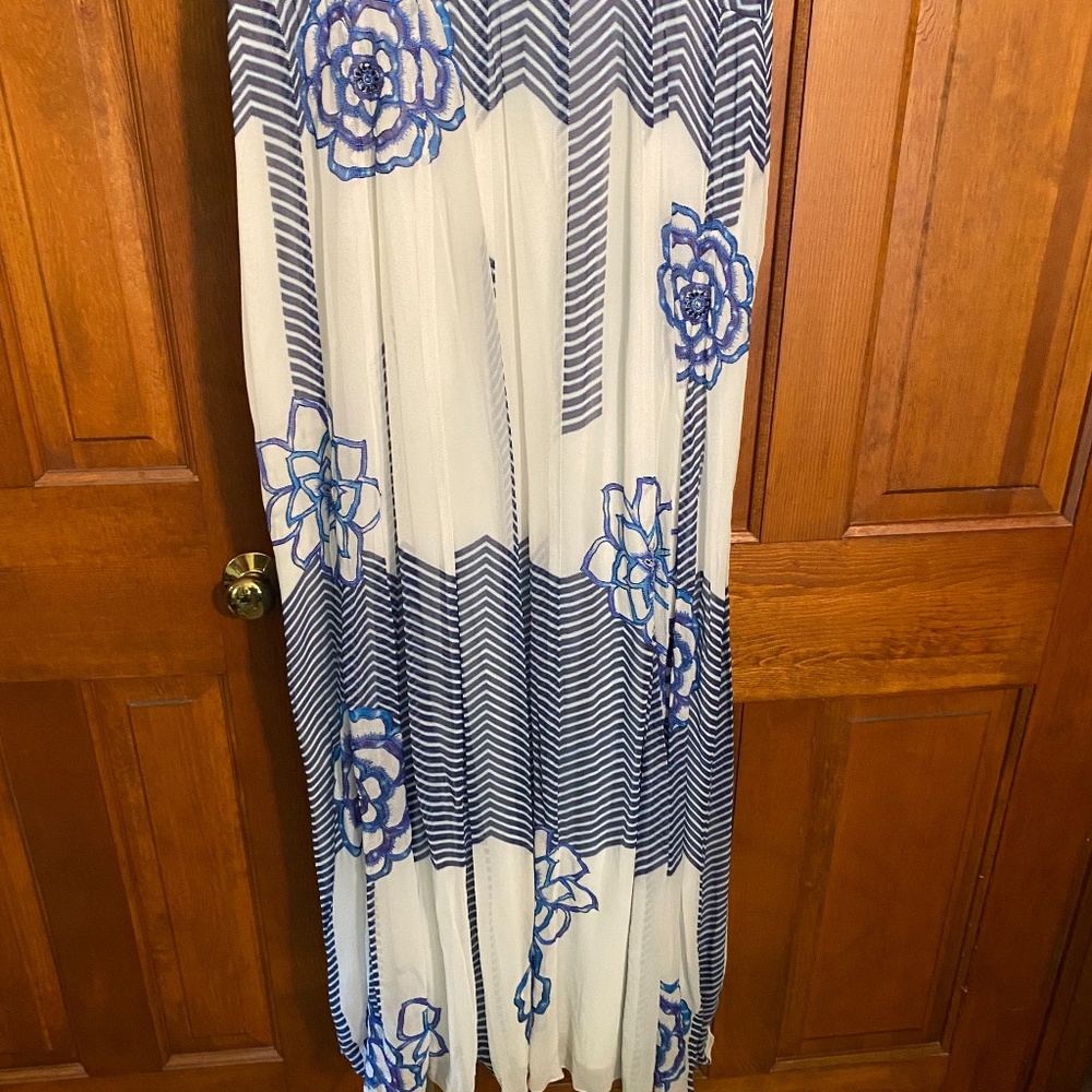 RARE Anthropologie Utpala Maxi Dress in Blue/White size 12 - Picture 13 of 15